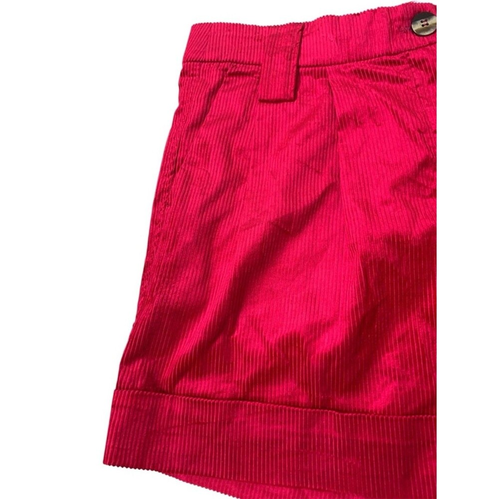 Ganni Corduroy Shorts Women’s 42 US 10/12 Love Potion Red High Waist Pleated - Picture 5 of 8